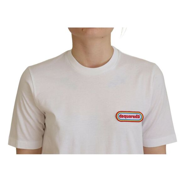 Dsquared² White Logo Patch Crewneck Short Sleeve Tee Women's T-shirt (Pre-Owned) - Picture 4 of 5